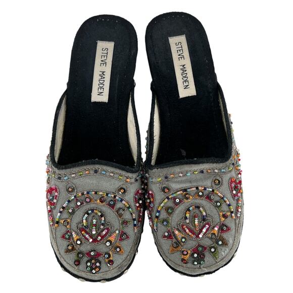 Steve Madden Firey Beaded Wooden Studded Slip On Clogs Western Boho Chic Size 7 - Picture 4 of 16